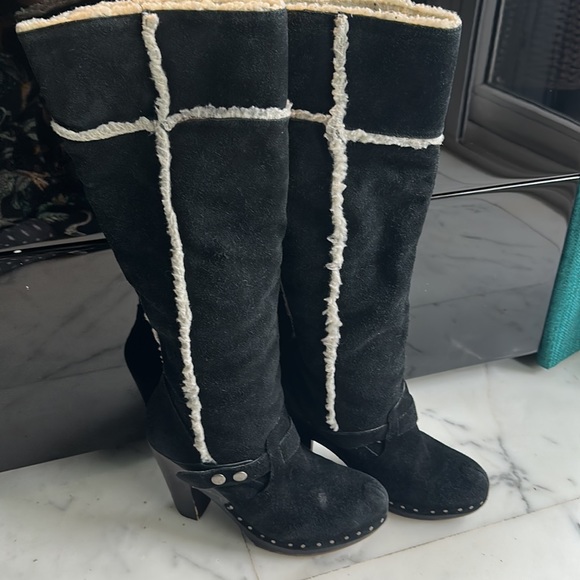 Nine West Vintage America distressed Suede & fleece Knee high boots! Size UK 4! - Picture 12 of 16